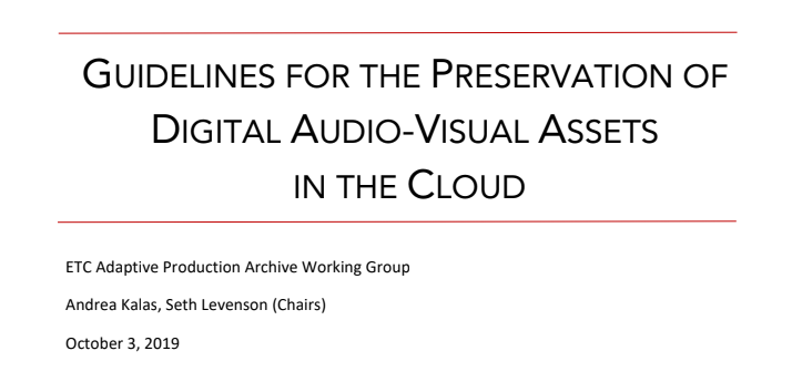 Guidelines for the Preservation of Digital Audio-Visual Assets in the Cloud